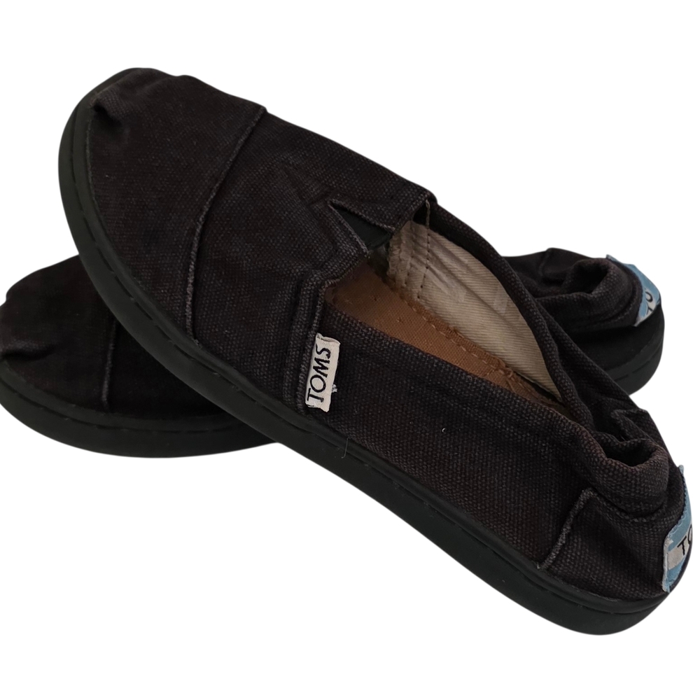 TOMS Kids Black Canvas Slip-Ons
